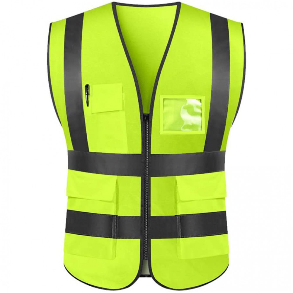 Custom Imprinted Safety Reflective Vest High Visibility Zipper Front Custom Imprinted Safety Reflective Vest High Visibility Zipper Front