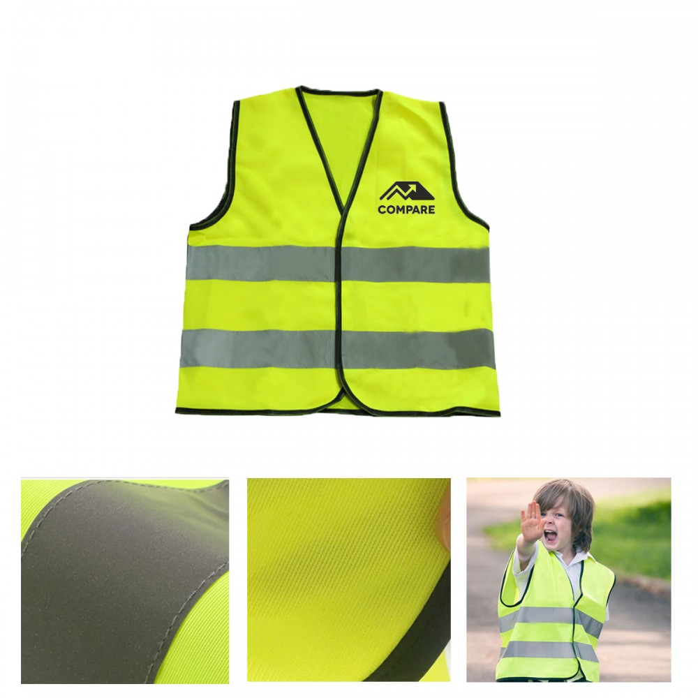 High Visibility Kids Safety Vest w/ Reflective Strip with logo