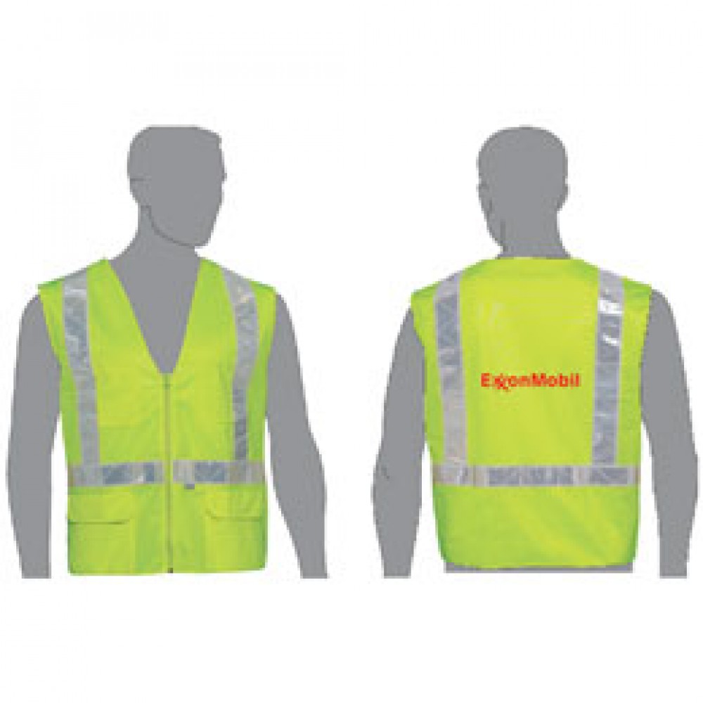 Lime Class 2 Compliant Surveyor's Vest Custom Printed Lime Class 2 Compliant Surveyor's Vest Custom Printed