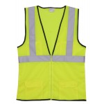 Custom Printed:Logo Branded Yellow Mesh Zipper Safety Vest (Small/Medium)