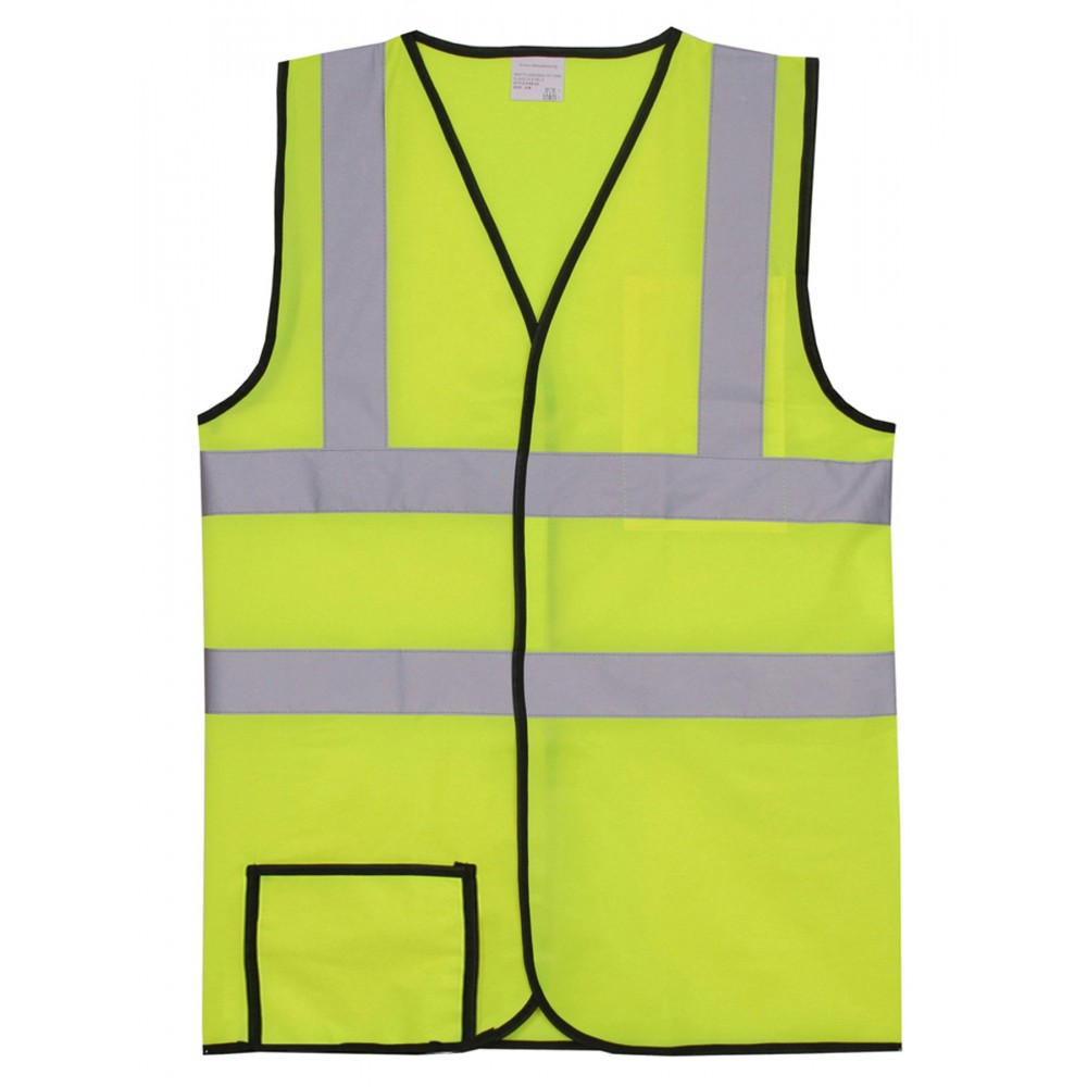 Yellow Solid Dual Stripe Safety Vest (Small/Medium) with logo