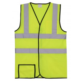 Yellow Solid Dual Stripe Safety Vest (Small/Medium) with logo
