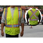 3C Products Class 2 Safety Vest ANSI w/X Back Green with logo