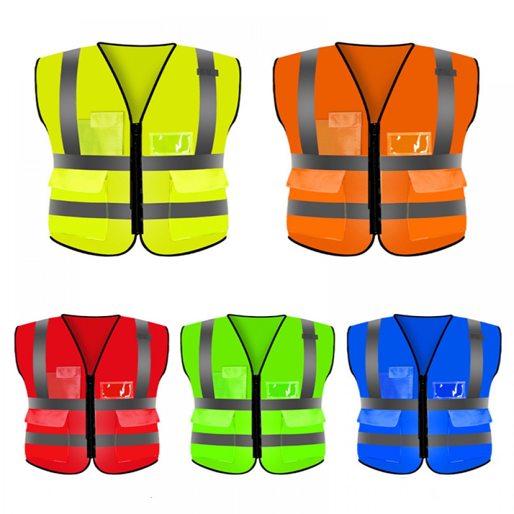 Reflective Safety Vest High Visibility W/ Multi Pockets Custom Printed Reflective Safety Vest High Visibility W/ Multi Pockets Custom Printed