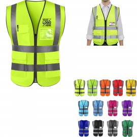 High-Visibility Safety Vest With Reflective Strips with logo  High-Visibility Safety Vest With Reflective Strips with logo