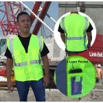 Promotional 3C Products ANSI 107-2015 Class 2 Safety Vest Neon Green With Pockets