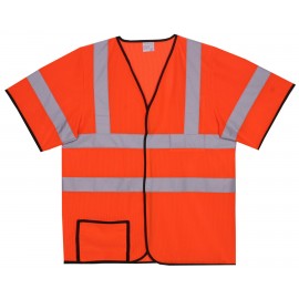 Mesh Orange Short Sleeve Safety Vest (Large/X-Large) with logo