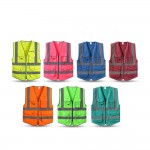 Custom Imprinted 9 Pockets Safety Vest W/ Reflective Strips of High Visibility