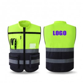 High Quality Visibility Reflective Safety Vest with Collar Logo Branded