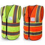 Safety Vest with Reflective Strips Pockets Zipper Logo Branded