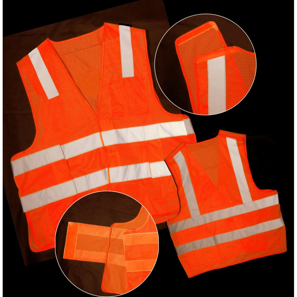 3C Products Neon Orange Mesh Break-Away Safety Vest with logo