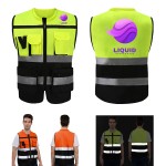 Safety Vest w/ Reflective Strips & Multi-Pockets with logo