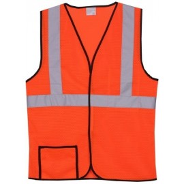 Custom Printed:Logo Branded Solid Single Stripe Orange Safety Vest (2X-Large/3X-Large)
