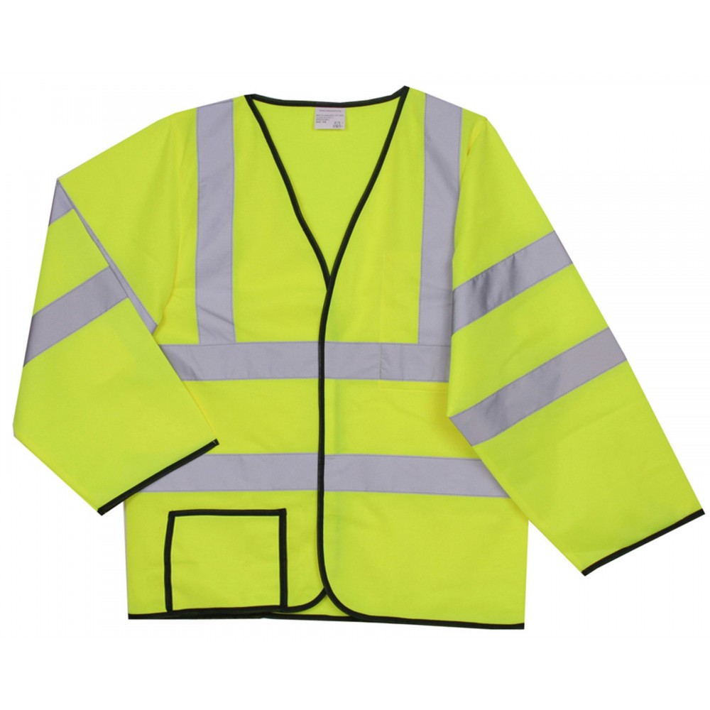 Solid Yellow Long Sleeve Safety Vest (Large/X-Large) with logo