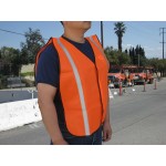 Economy Polyester Solid Mesh Orange Safety Vest w/Non ANSI with logo