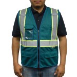 3C Products Non-ANSI, Dark Green Safety Vest with Multi Pockets with logo