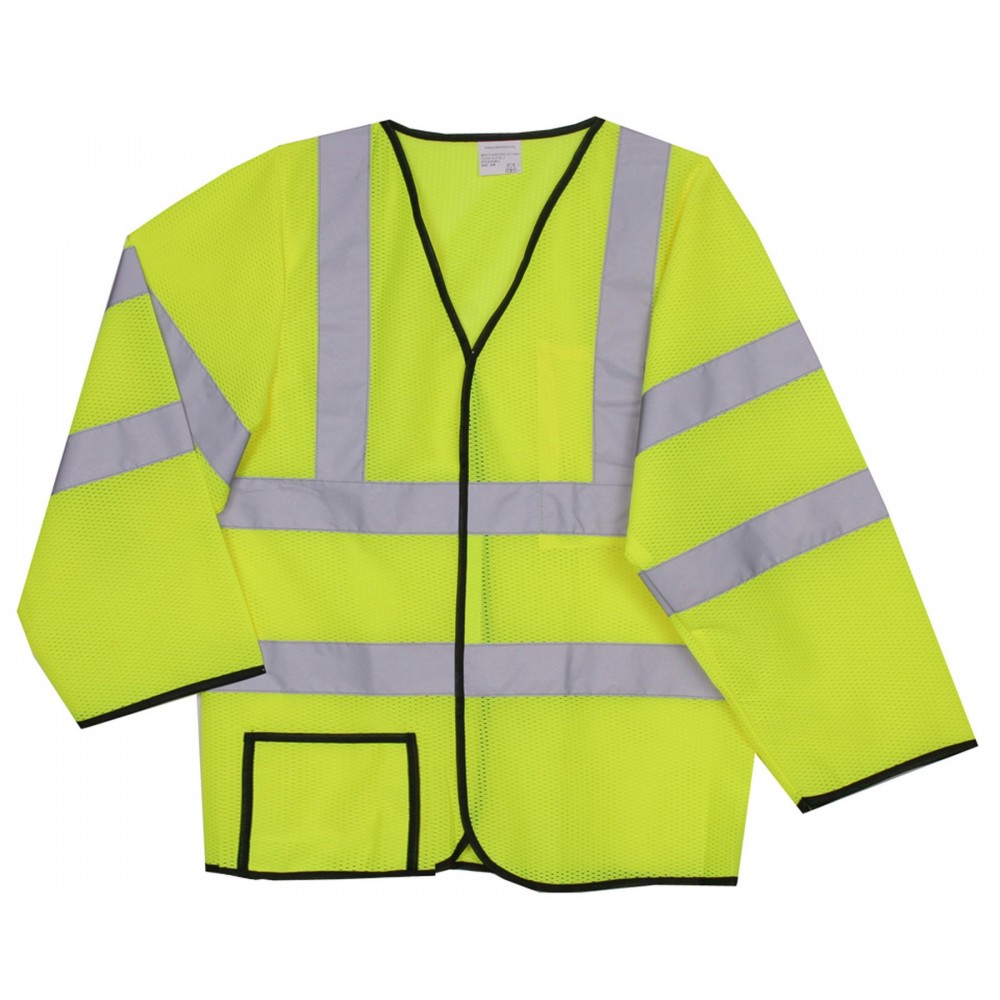 Mesh Yellow Long Sleeve Safety Vest (Large/X-Large) with logo