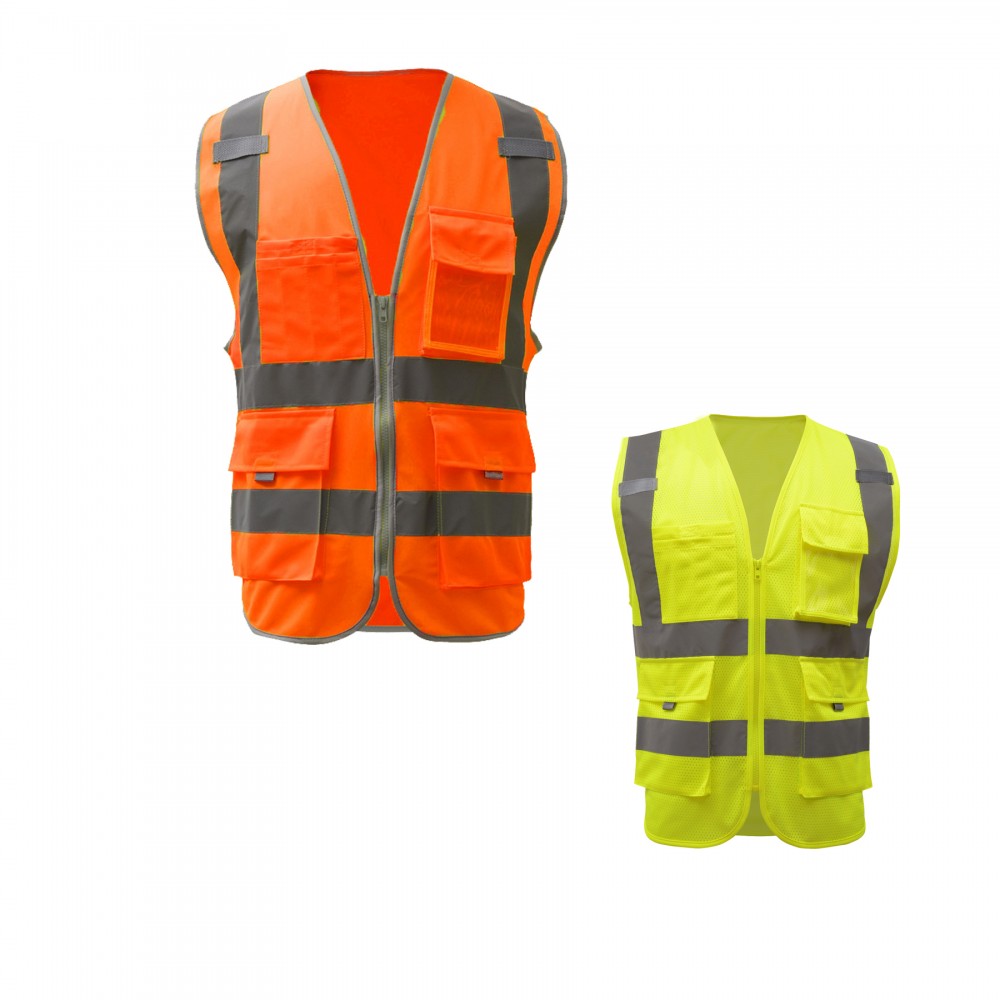 Custom Printed 4-Pocket High Visible Safety Vest Custom Printed 4-Pocket High Visible Safety Vest