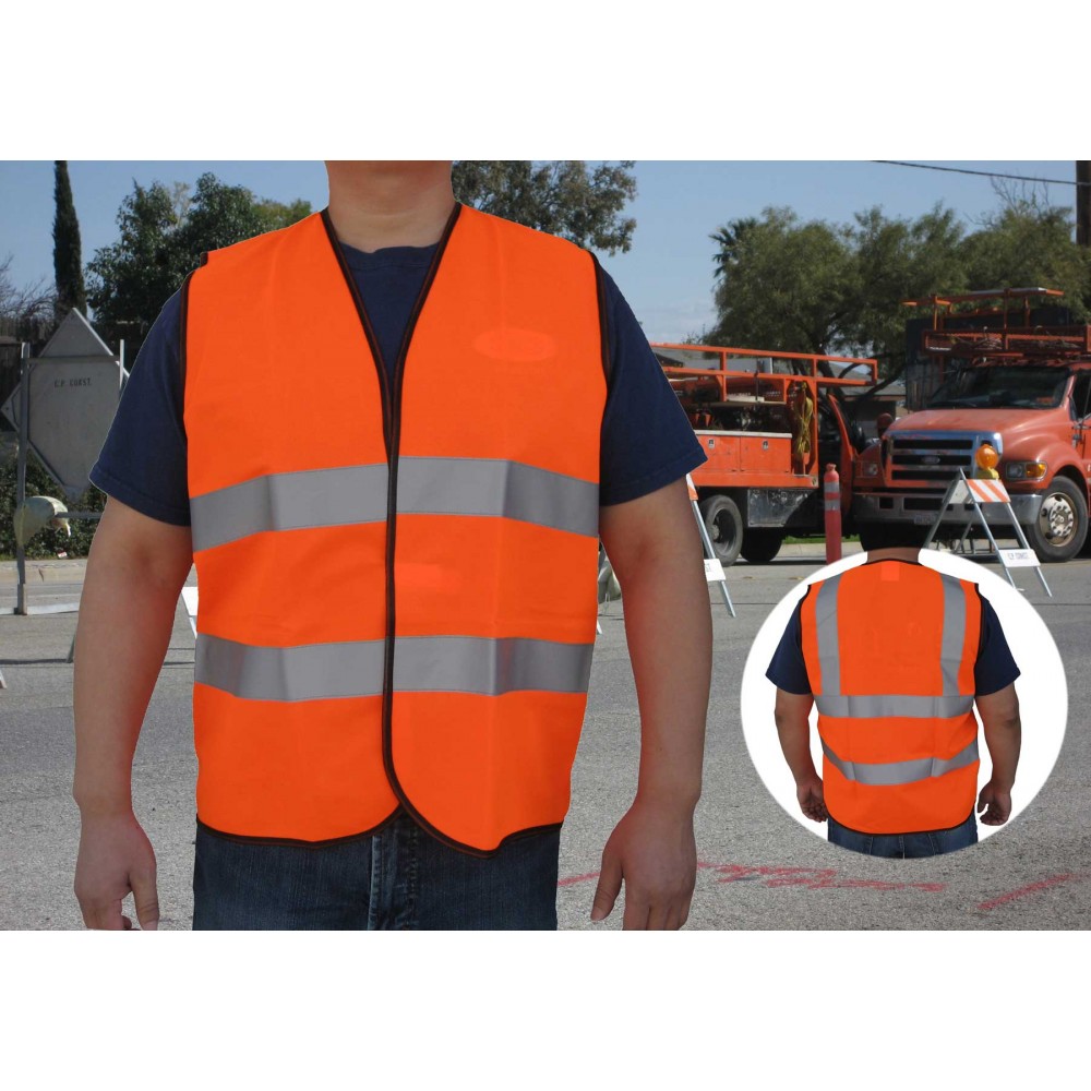 Class 2 Neon Orange Safety Vest w/ANSI/ISEA 107-2004 Compliance Custom Imprinted Class 2 Neon Orange Safety Vest w/ANSI/ISEA 107-2004 Compliance Custom Imprinted