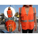 3C Products ANSI 107-2015 Class 2 Safety Vest Neon Orange With Pockets with logo