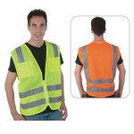 Class 2 Compliant Dual Horizontal Stripe Mesh Safety Vest Custom Printed
