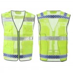 Mesh Security Vest Reflective Vest Zipper Pocket Custom Imprinted