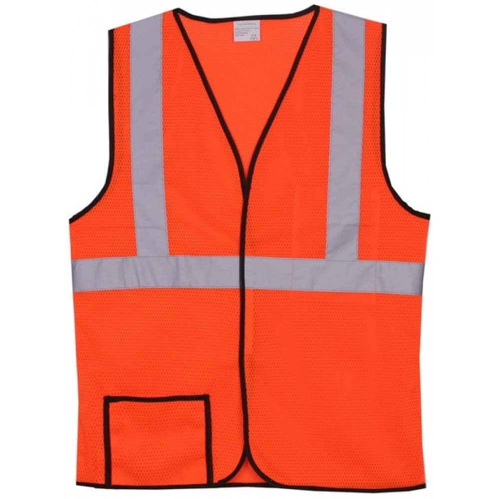Mesh Orange Single Stripe Safety Vest (Small/Medium) with logo
