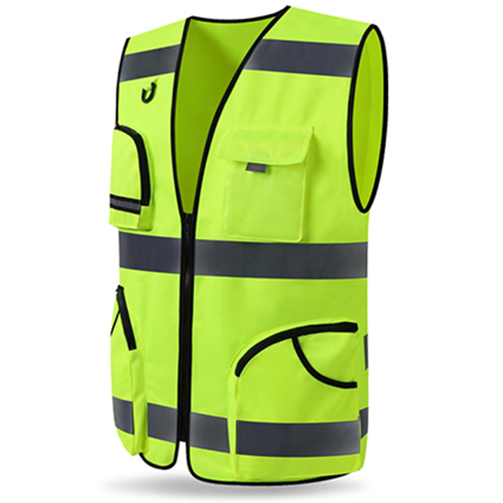 Logo Branded High Visible Safety Zipper Vest with Pocket Logo Branded High Visible Safety Zipper Vest with Pocket