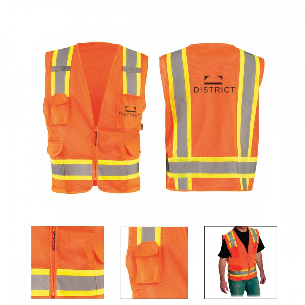 Personalized Two Tone Surveyors Vest w/ Multi-Pockets