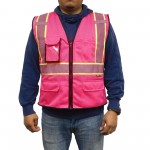 3C Products Non-ANSI, Pink Safety Vest with Multi Pockets with logo