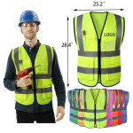 Custom High Visibility Safety Reflective Vest w/ 5 Pockets