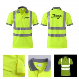 Personalized Reflective Safety Short Sleeve Polo Shirt  Personalized Reflective Safety Short Sleeve Polo Shirt