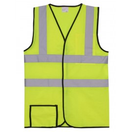 Yellow Solid Dual Stripe Safety Vest (2X-Large/3X-Large) with logo  Yellow Solid Dual Stripe Safety Vest (2X-Large/3X-Large) with logo