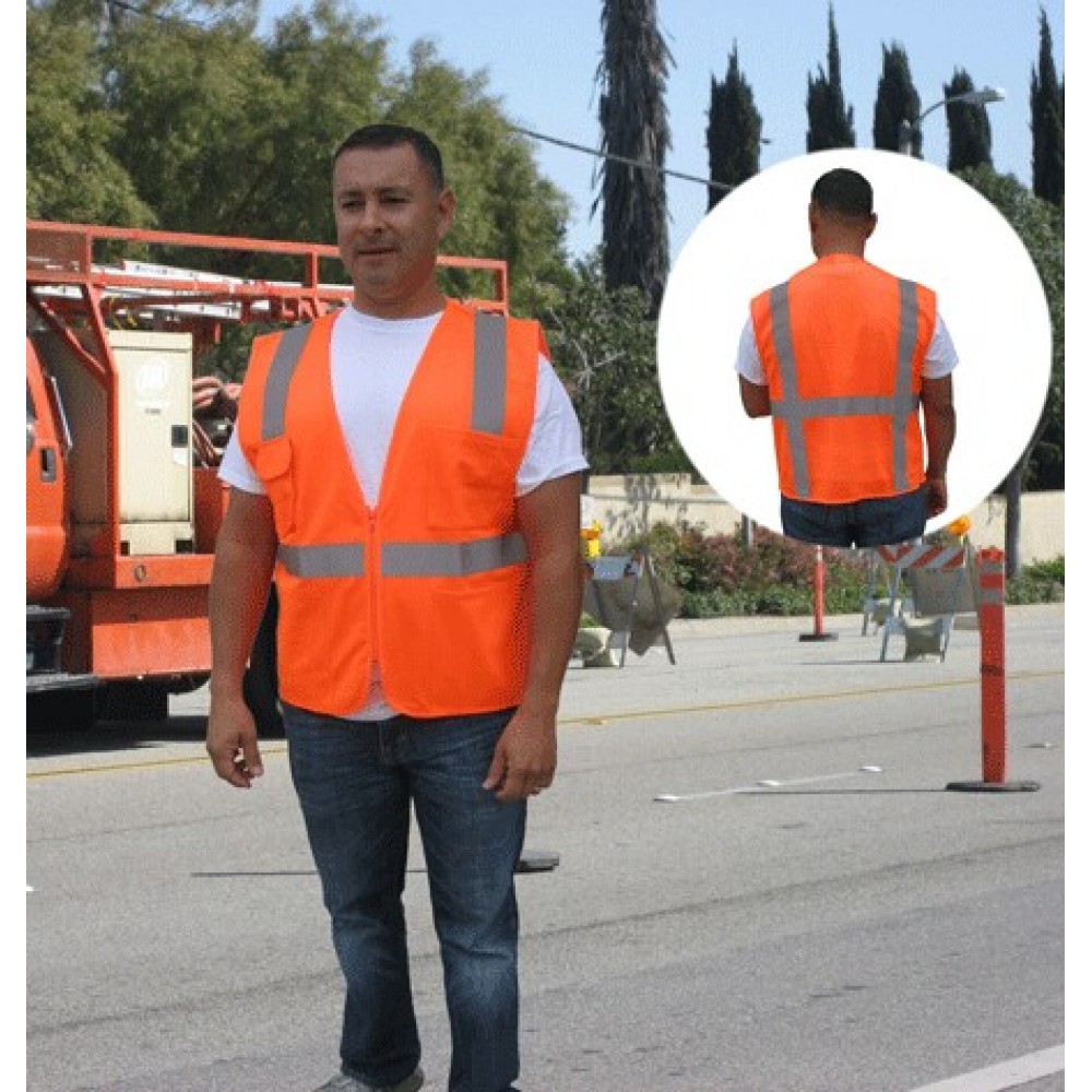 3C Products ANSI 107-2020 Class 2 Neon Orange Safety Vest with logo