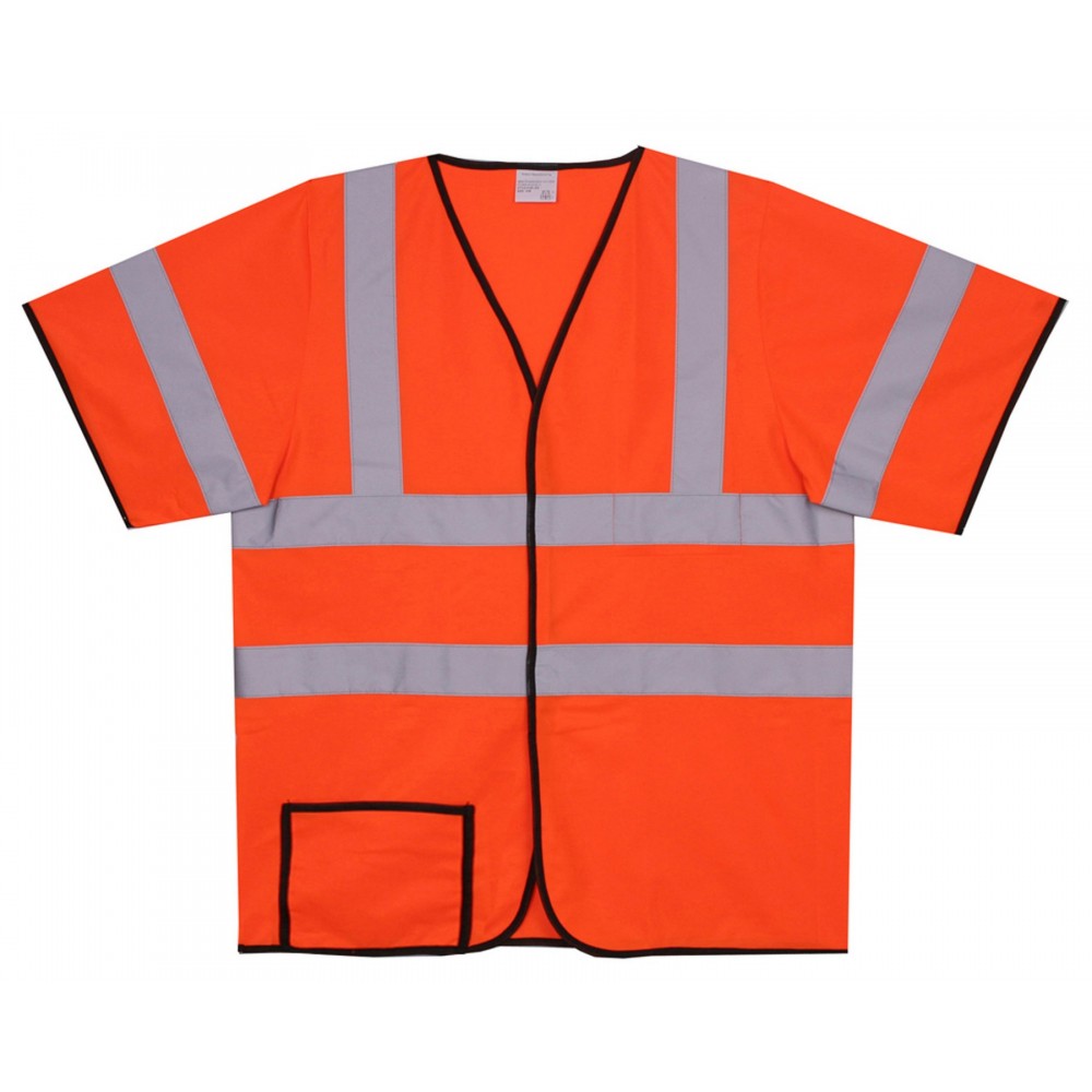 Solid Orange Short Sleeve Safety Vest (Small/Medium) with logo