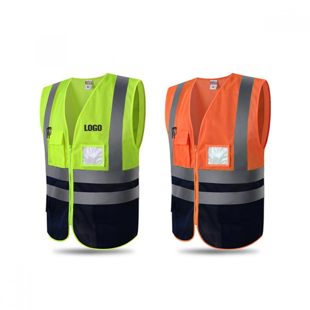 Custom Imprinted Reflective Mesh Safety Vest W/ Pockets Custom Imprinted Reflective Mesh Safety Vest W/ Pockets