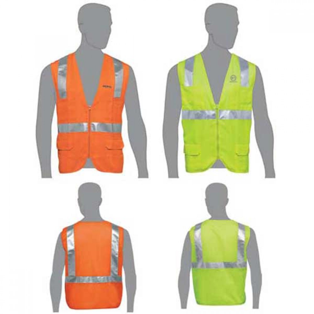 Custom Printed Class 2 Compliant Solid Front Mesh Back Vest Custom Printed Class 2 Compliant Solid Front Mesh Back Vest