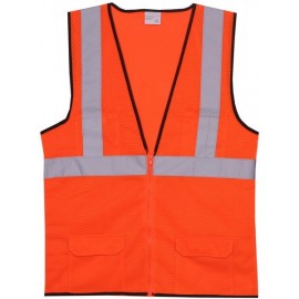 Orange Mesh Zipper Safety Vest (Large/X-Large) with logo  Orange Mesh Zipper Safety Vest (Large/X-Large) with logo