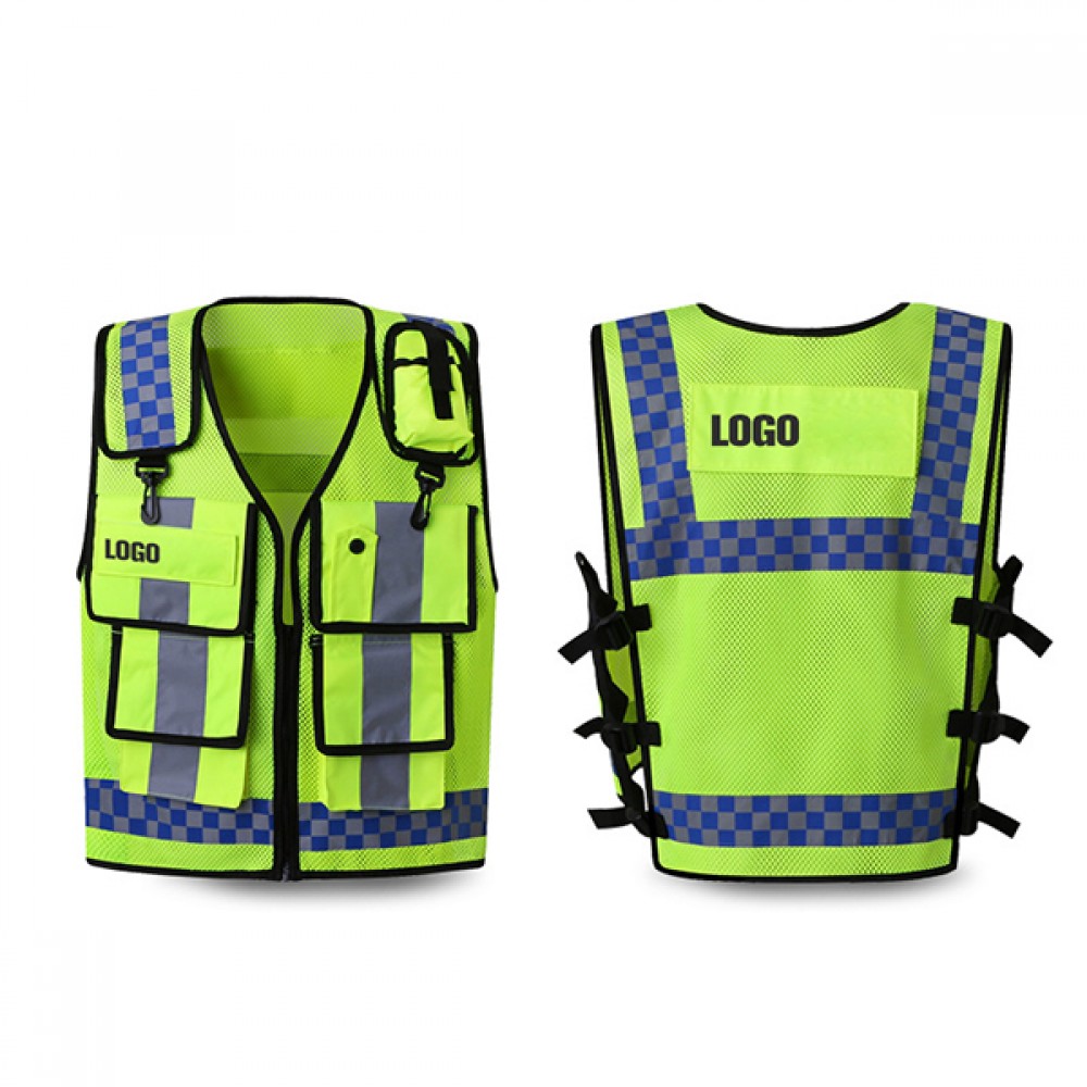 Reflective Mesh Safety Vest W/ Pockets Logo Branded Reflective Mesh Safety Vest W/ Pockets Logo Branded