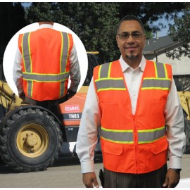 3C Products ANSI 107-2015 Class 2 Neon Orange Surveyor Safety Vest with logo