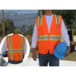 Custom Printed:Logo Branded 3C Products ANSI 107-2020 Class 2 Safety Vest Neon Orange With Pockets