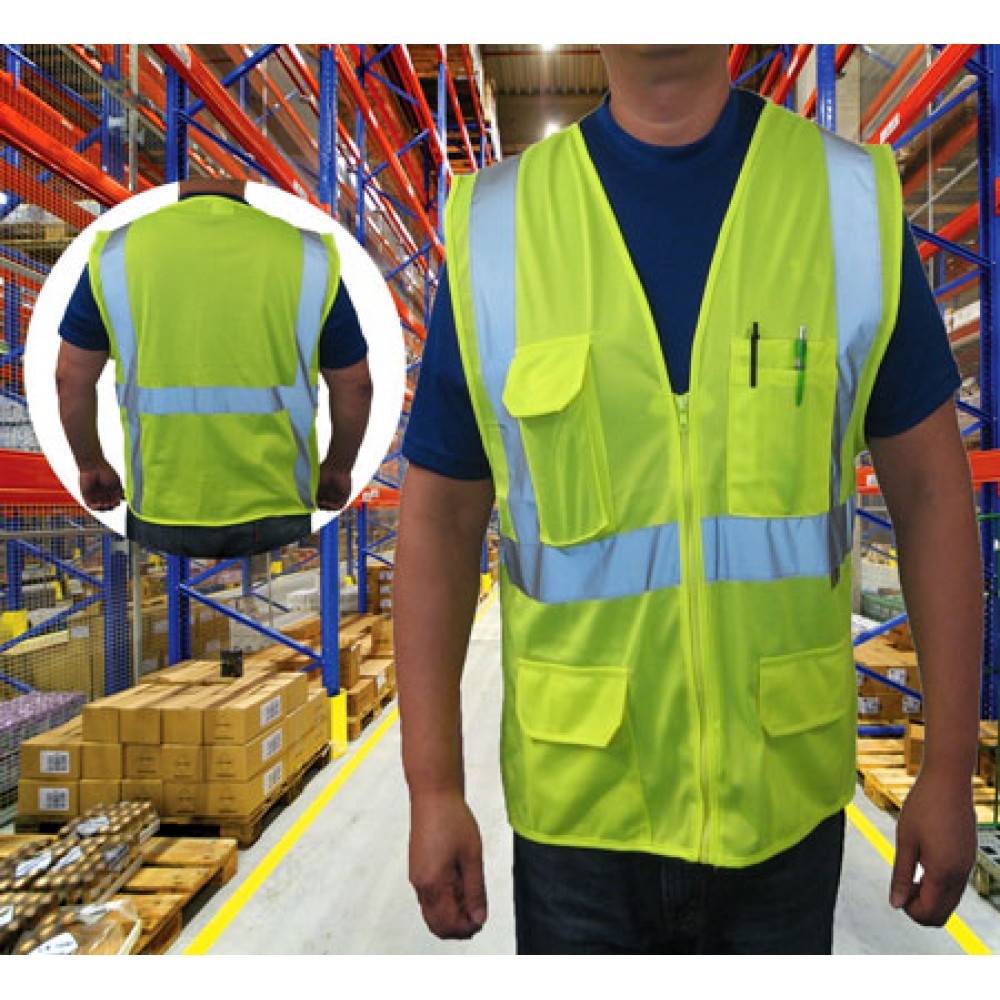 3C Products FR Rated Safety Vest Safety Yellow/ Green with logo