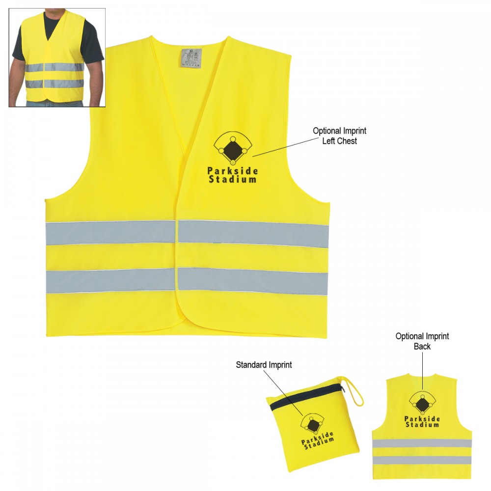 Logo Branded Reflective Safety Vest with Pouch Logo Branded Reflective Safety Vest with Pouch