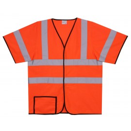 Solid Orange Short Sleeve Safety Vest (2X-Large/3X-Large) with logo