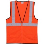 Orange Solid Zipper Safety Vest (Small/Medium) with logo