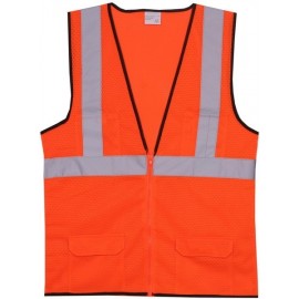Orange Solid Zipper Safety Vest (Small/Medium) with logo  Orange Solid Zipper Safety Vest (Small/Medium) with logo