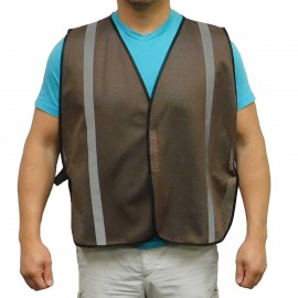 Economy Brown Mesh Safety Vest with logo