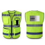 Logo Branded Reflective Mesh Safety Vest W/ Pockets