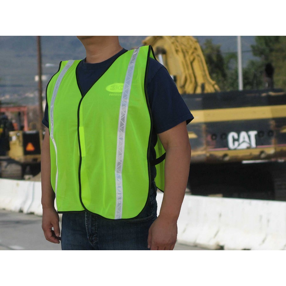 Economy Polyester Solid Mesh Safety Vest w/Non ANSI with logo