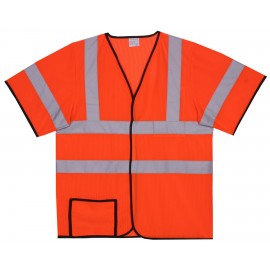 Custom Mesh Orange Short Sleeve Safety Vest (2X-Large/3X-Large)  Custom Mesh Orange Short Sleeve Safety Vest (2X-Large/3X-Large)